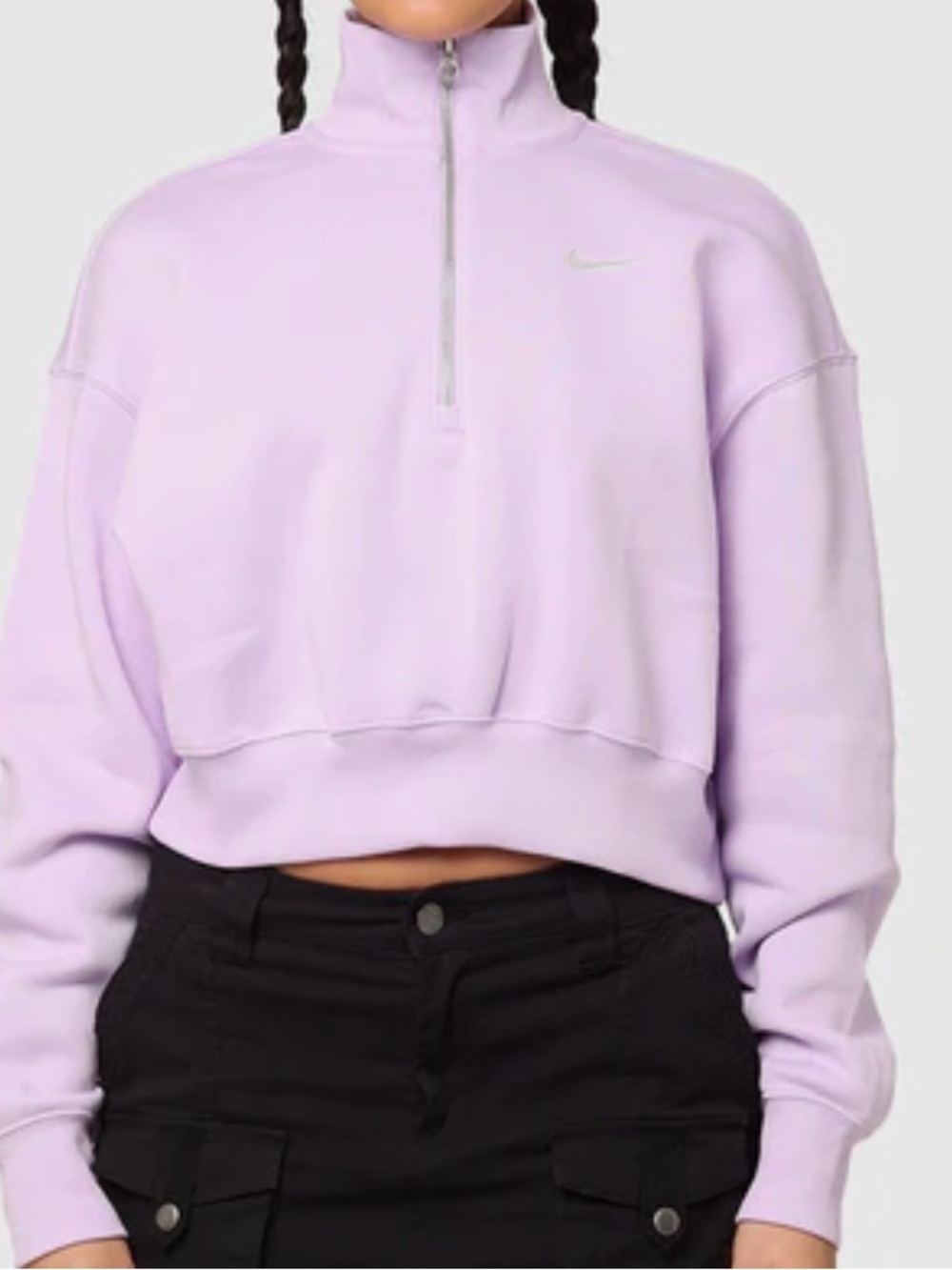 Nike Phoenix Fleece Cropped Half-Zip Sweatshirt – Violet Mist – Size Small